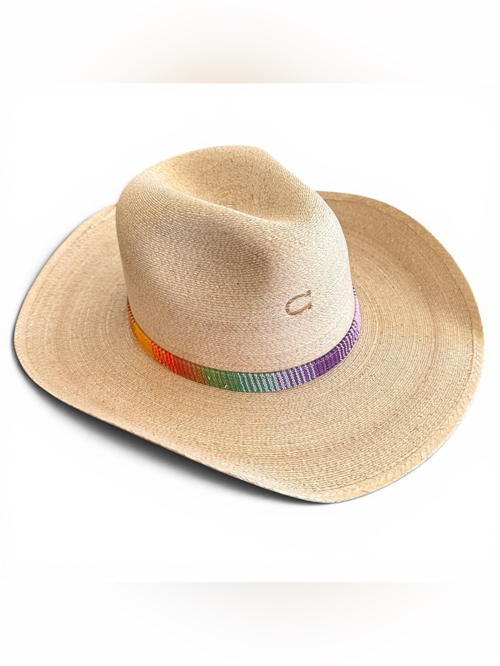 Charlie 1 Horse Mexican Palm Hat with Rainbow Band